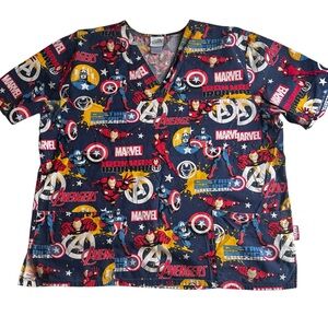 Marvel Avengers Scrub Top Men’s XL | Captain America Iron Man